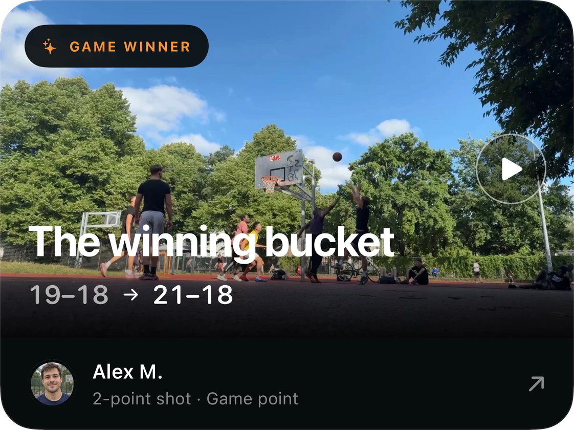 Illustrative Narou game winner card: The winning bucket, 21–18